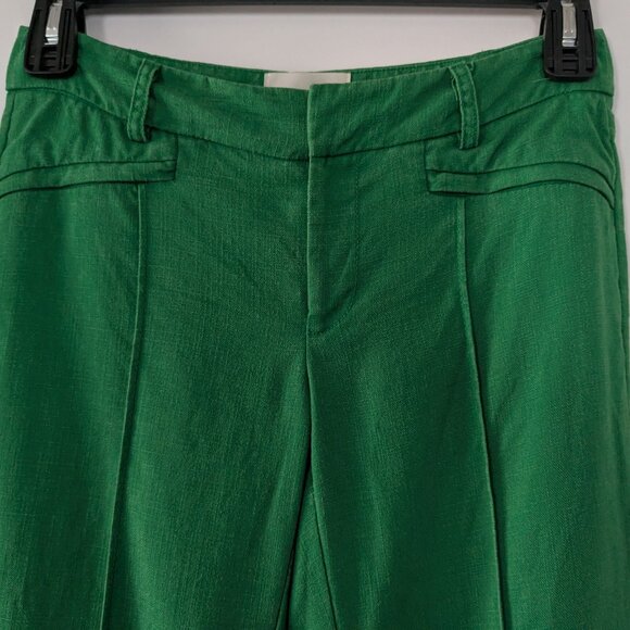 Elevenses Pants Women's Size 2 Green Anthropologie Brighton Linen-blend Pants - Picture 4 of 12